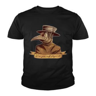 Vintage Plague Doctor Wear Your Mask Plague Rat Youth T-shirt - Monsterry DE