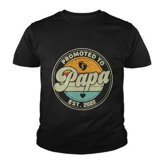 Vintage Promoted To Papa 2022 For New Papa First Time Retro Youth T-shirt - Monsterry DE