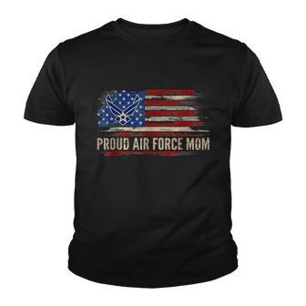 Vintage Proud Air Force Mom American Flag Veteran Gift Youth T-shirt - Monsterry