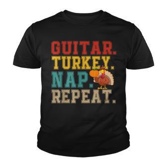 Vintage Retro Guitar Turkey Nap Repeat Funny Guitarist Youth T-shirt - Thegiftio UK