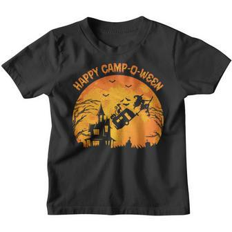 Vintage Retro Happy Camp-O-Ween Camping Halloween Sweatshirt Youth T-shirt - Thegiftio UK
