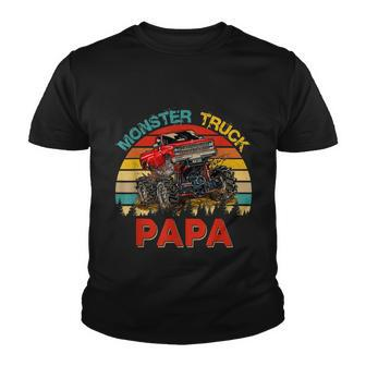 Vintage Retro Monster Truck Papa Driver Lover Fathers Day Youth T-shirt - Monsterry