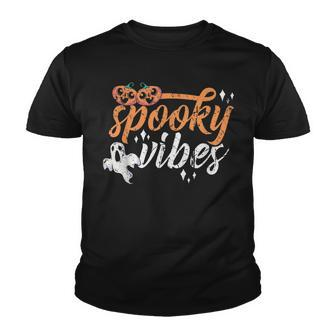 Vintage Spooky Vibes Halloween Novelty Graphic Art Design Youth T-shirt - Seseable