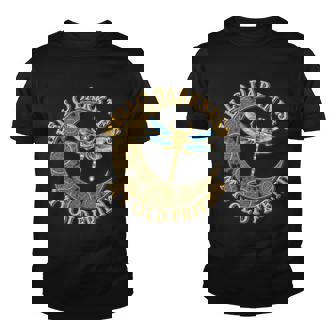 Vintage Steampunk Dragonfly Moon Hello Darkness My Old Friend Youth T-shirt - Monsterry