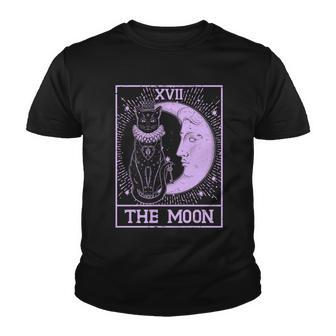 Vintage Tarot Card Xvii The Moon Black Cat Youth T-shirt - Monsterry AU