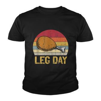 Vintage Turkey Thanksgiving Its Leg Day Gym Workout Tshirt Youth T-shirt - Monsterry DE