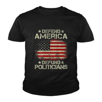 Vintage Usa Flag Defend America Defund Politicians Youth T-shirt - Monsterry CA