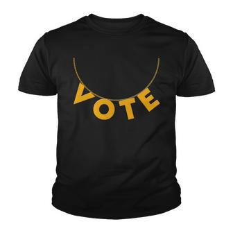 Vote Gold Chain Necklace 2020 Election Graphic Design Printed Casual Daily Basic Youth T-shirt
