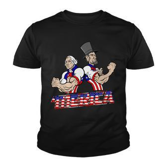 Washington And Lincoln &Merica Youth T-shirt - Monsterry