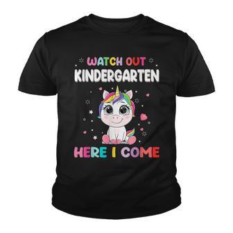 Watch Out Kindergarten Here I Come Unicorn Back To School Youth T-shirt - Thegiftio UK