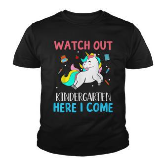 Watch Out Kindergarten Here I Come Unicorn Gift Youth T-shirt - Thegiftio UK