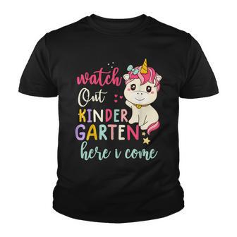 Watch Out Kindergarten Here I Come Unicorn Kindergarten Girl Youth T-shirt - Thegiftio UK
