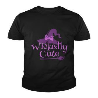 Wickedly Cute Witch Hat Halloween Quote Youth T-shirt - Monsterry