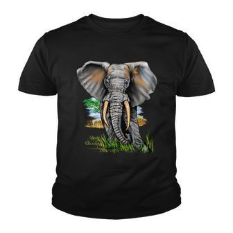 Wildlife - Big Face Elephant Portrait Tshirt Youth T-shirt - Monsterry