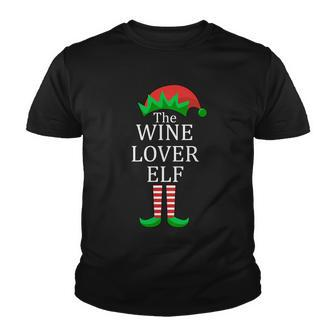 Wine Lover Elf Family Matching Christmas Tshirt Youth T-shirt - Monsterry UK
