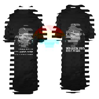 Wings Are For Fairies Funny Helicopter Pilot Retro Vintage Youth T-shirt | Mazezy