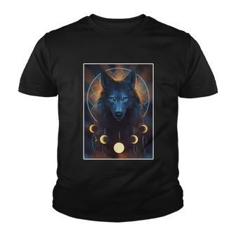 Wolf Dream Catcher Moon Phases Tshirt Youth T-shirt - Monsterry CA