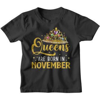 Womens A Queen Was Born In November Happy Birthday To Me Women Girl Youth T-shirt - Thegiftio UK