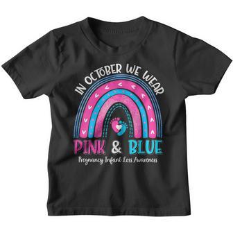 Womens Cute In October We Wear Pink And Blue Pregnancy Infant Loss Youth T-shirt - Thegiftio UK