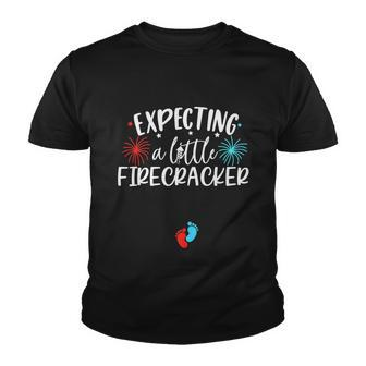 Womens Expecting A Little Firecracker Funny 4Th Of July Pregnant Youth T-shirt - Monsterry UK