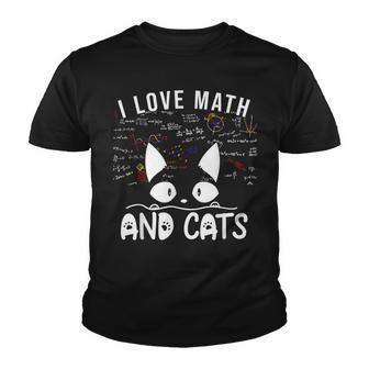 Womens I Love Math And Cats Cute Kitty Cat Feline Lover Youth T-shirt - Thegiftio UK