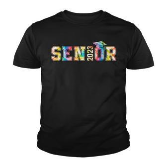 Womens Senior Class Of 2023 Graduation Cute Tie Dye Senior 2023 Youth T-shirt - Thegiftio UK