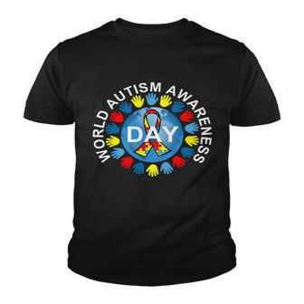 World Autism Awareness Day Earth Puzzle Ribbon Tshirt Youth T-shirt - Monsterry AU