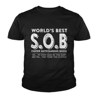 Worlds Best SOB Super Outstanding Boss Funny Colleague Tshirt Youth T-shirt - Monsterry UK