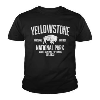 Yellowstone National Park Bison Vintage Buffalo Distressed Youth T-shirt - Thegiftio UK