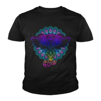 Yoga Elephant Aesthetic Ornate Stylized Youth T-shirt - Monsterry