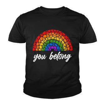 You Belong Lgbtq Stone Pattern Rainbow Youth T-shirt - Monsterry CA