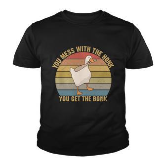 You Mess With The Honk You Get The Bonk Funny Retro Vintage Goose V2 Youth T-shirt - Thegiftio UK