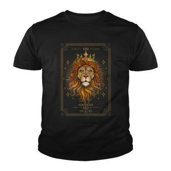 Zodiac Leo Lion Tarot Card Viii Strength Youth T-shirt - Monsterry AU