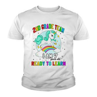 2Nd Grade Team Ready To Learn Cute Unicorn Back To School Youth T-shirt - Thegiftio UK