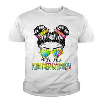 Back To School Little Miss Kindergarten Messy Bun Tie Dye Youth T-shirt - Thegiftio UK