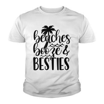 Beaches Booze & Bestie Summer Vacay Beach Lover Summertime Youth T-shirt - Thegiftio UK