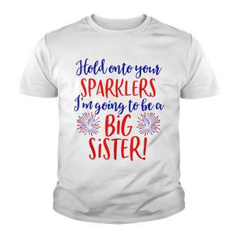 Big Sister Sparkler 4Th Of July Pregnancy Announcement V3 Youth T-shirt - Seseable