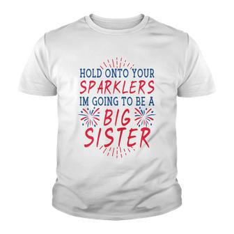 Big Sister Sparkler Usa 4Th Of July Pregnancy Announcement Youth T-shirt - Seseable