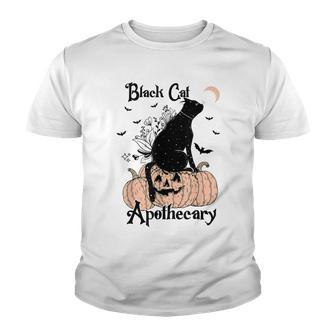 Black Cat Apothecary Cat Witch Pumpkin Halloween Costume Youth T-shirt - Seseable