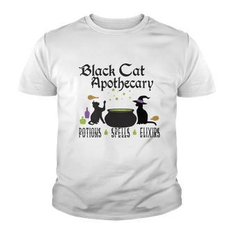 Black Cat Apothecary Halloween Gift Potions Spells Elixers Youth T-shirt - Seseable