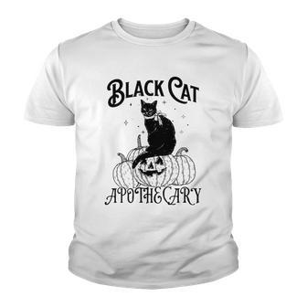 Black Cat Apothecary Pumpkin Halloween Youth T-shirt - Seseable