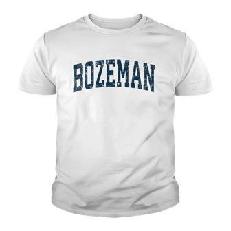 Bozeman Montana Mt Vintage Athletic Sports Navy Design Youth T-shirt | Mazezy