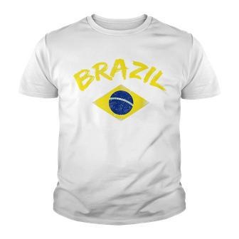 Brazil Brazilian National Flag Soccer Football Brazilian Youth T-shirt - Thegiftio UK