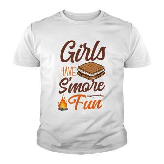 Camping Girls Have Smore Fun Campfire Marshmallow Youth T-shirt - Thegiftio UK