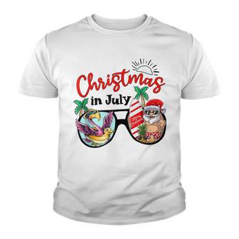 Christmas In July Pool Party Santa Surf Flamingo Float Youth T-shirt - Thegiftio UK