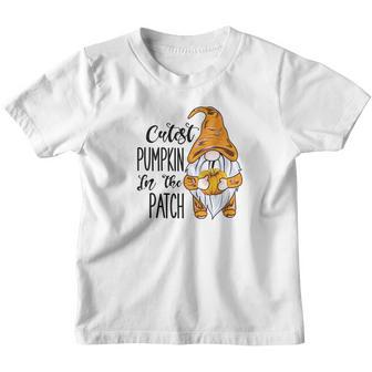 Cutest Pumpkin In The Patch Gnomes Fall Yellow Hat Men Women T-Shirt Graphic Print Casual Unisex Tee Youth T-shirt - Thegiftio UK