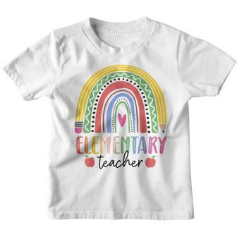 Elementary Teacher Boho Rainbow Team Elementary Squad Girls Youth T-shirt - Thegiftio UK