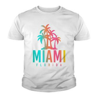 Fl Palm Trees Summer Vibes Tropical Beach Miami Florida Youth T-shirt - Thegiftio UK