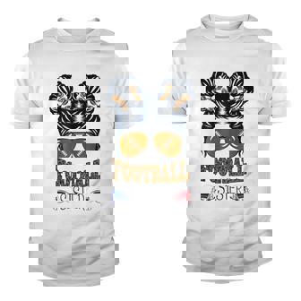 Football Sister Vintage Leopard Messy Bun Funny Football Youth T-shirt - Thegiftio