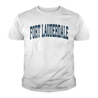 Fort Lauderdale Florida Fl Vintage Athletic Sports Navy Desi Youth T-shirt - Thegiftio UK